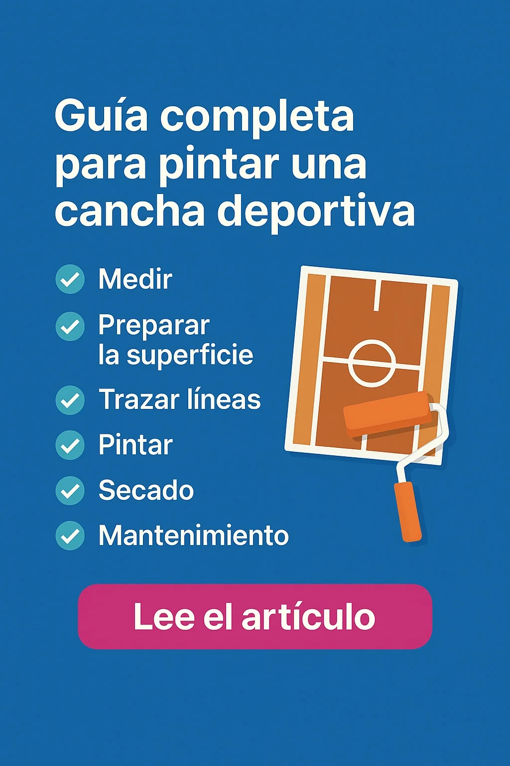Cancha deportiva siendo pintada - proceso de pintura en superficie deportiva