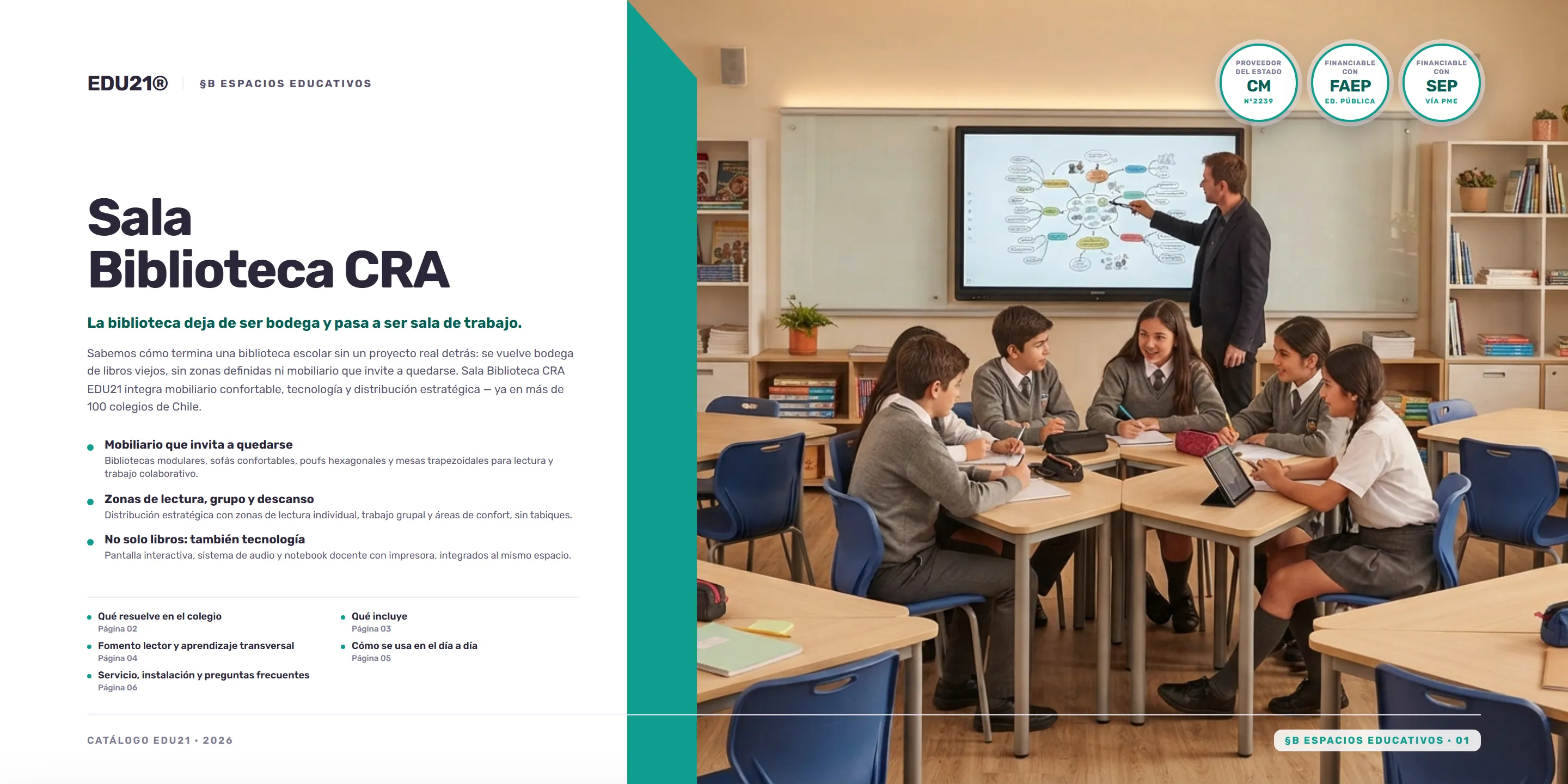 Plana 1 de la ficha de Sala Biblioteca CRA: Portadilla. Qué es y qué hay en cada plana.