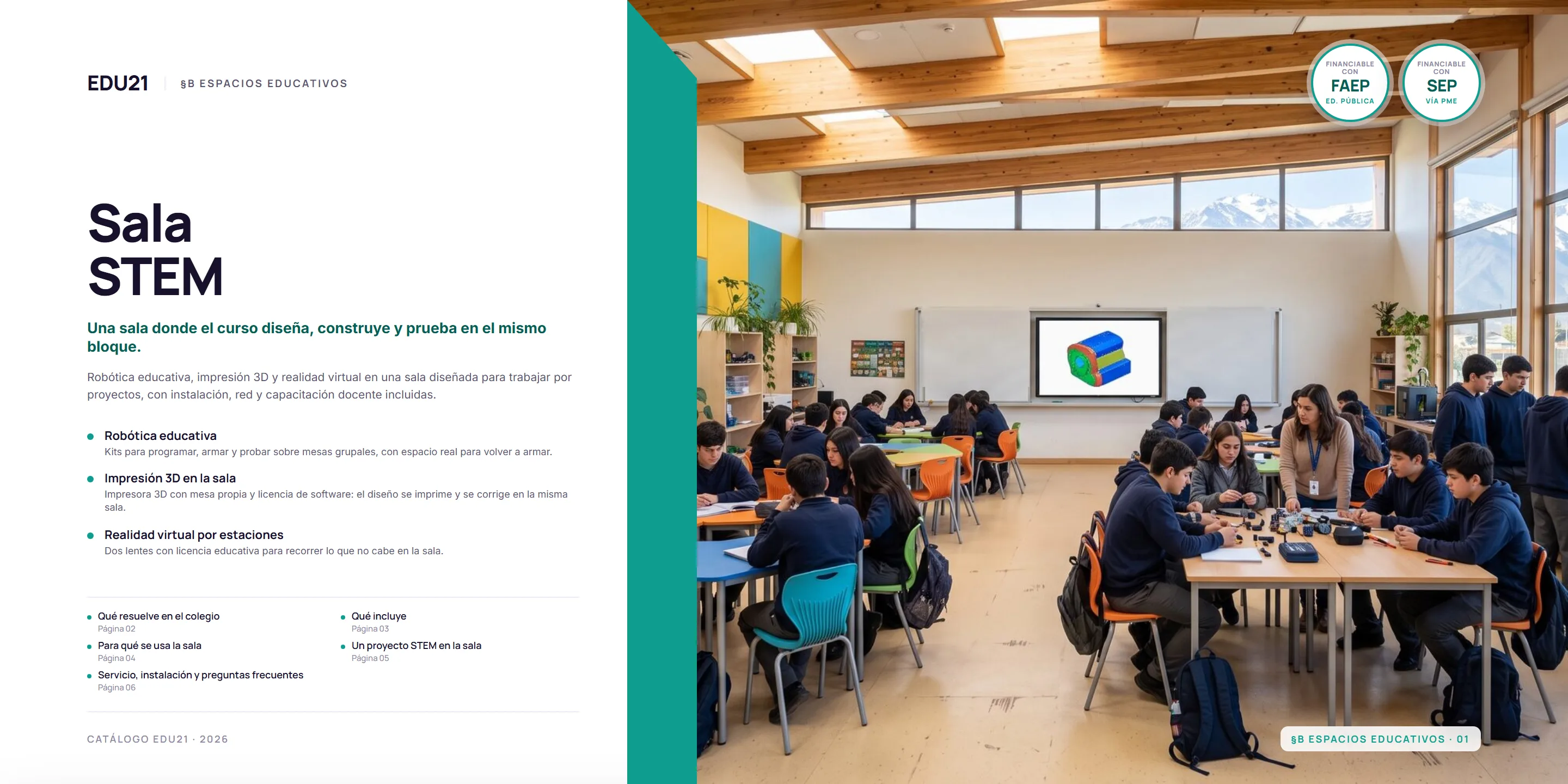 Plana 1 de la ficha de Sala STEM: Portadilla. Qué es y qué hay en cada plana.