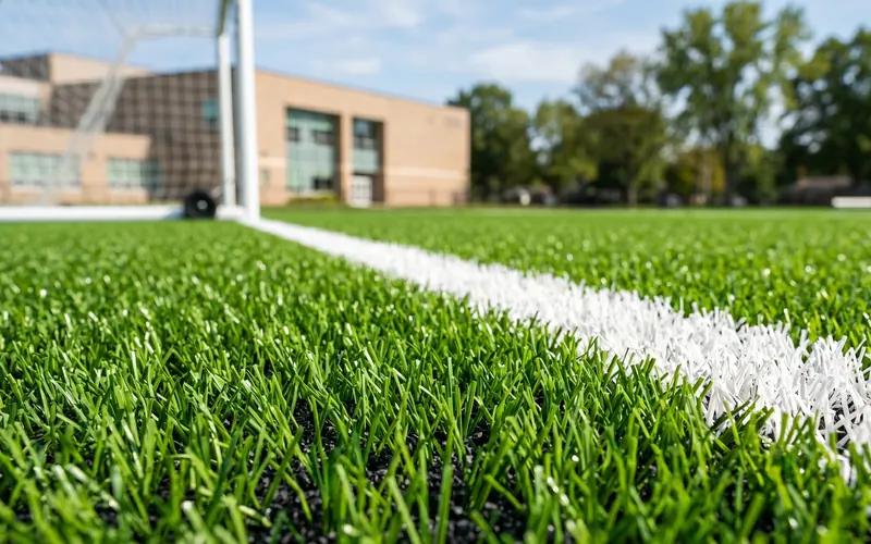 Cancha de fútbol con pasto sintético verde brillante FIFA Quality